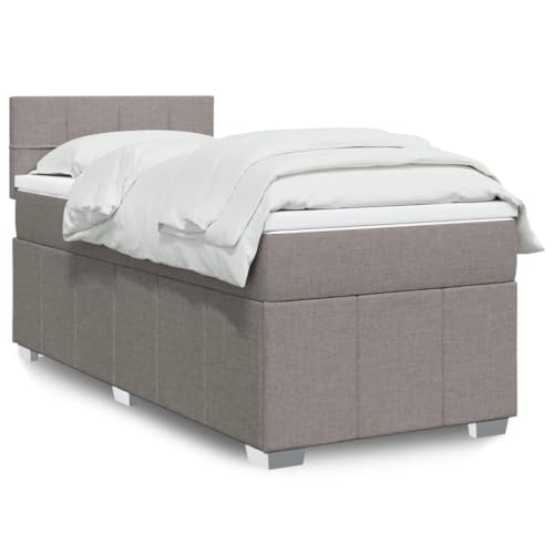 Sommier à lattes avec matelas et surmatelas intégrés 80x200 cm Tissu Taupe, Cadre de Lit avec Tête de Lit Lumières LED Réglables pour Chambre à Coucher...