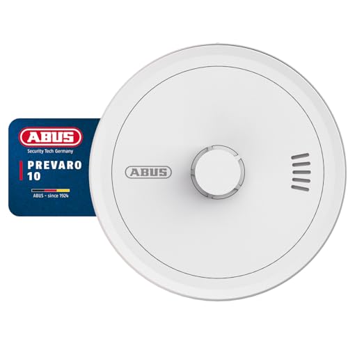 ABUS Hitzewarnmelder Prevaro 10 - zertifizierter Wärmemelder für Küche, Bad, Garage und Keller - mit 10-Jahres-Batterie, automatischer Selbstprüfung und großer Prüftaste