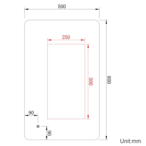 ELEGANT 800 x 500mm Backlit LED Illuminated Bathroom Mirror with 3 Colors Dimmable + Demister - Cosy Home Interiors ELEGANT 800 x 500mm Backlit LED Illuminated Bathroom Mirror with 3 Colors Dimmable + Demister - Image 9