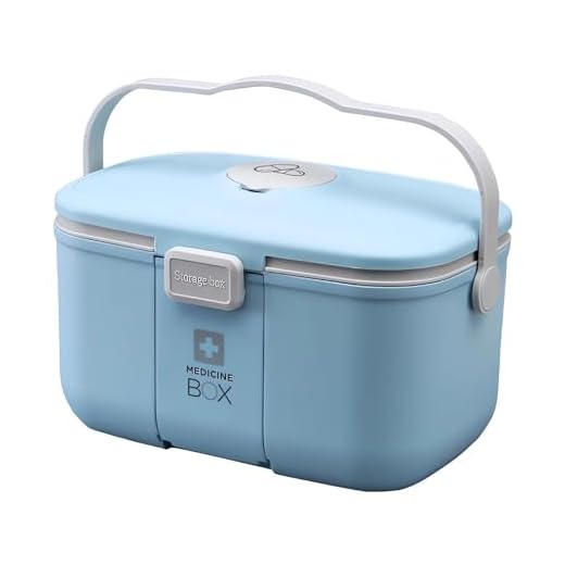 Textiluxe Medicine Box,Caja para medicina, Caja medicinas grande,multifunción Caja de medicamentos con asa para, medicamentos y cosméticos (Azul)