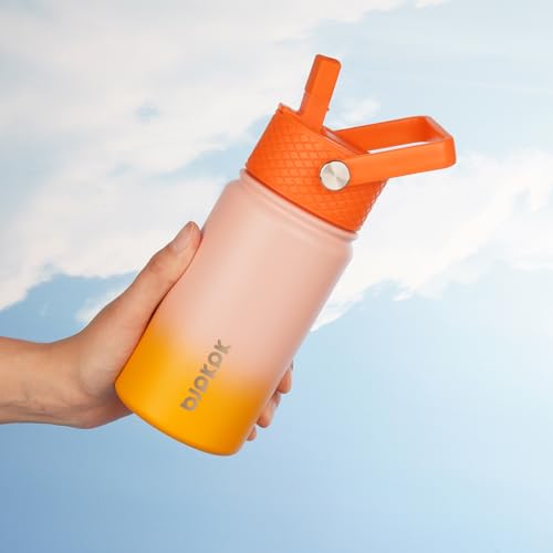 Image of BJPKPK Insulated Water Bottle, 15oz Stainless Steel with Straw Lid