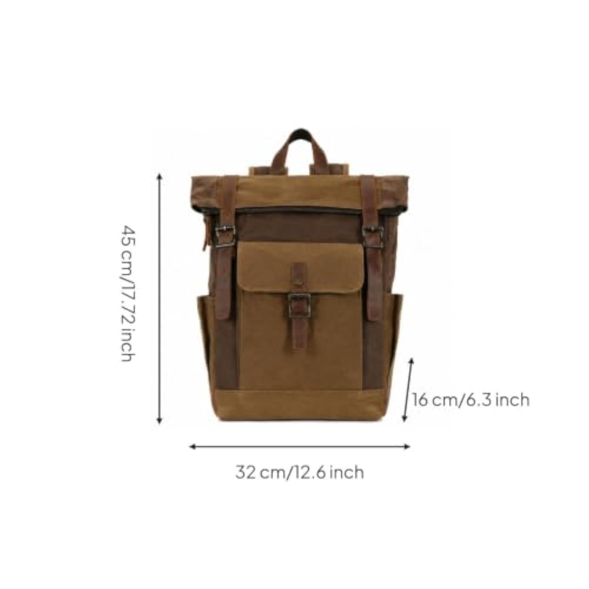 Shock-Resistant Oil-Waxed Travel Backpack with Leather Trim