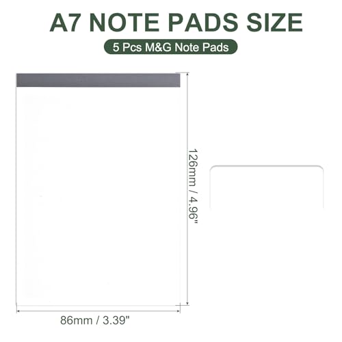 M&G 3x5 Pocket Notizblöcke, 5er Pack A7 Kleine Rechtsblöcke 70 Blatt Mini-Notizblöcke Schreibblock College Kraftumschlag für Arbeit Schreiben Notizen Mathematik Zeichnen