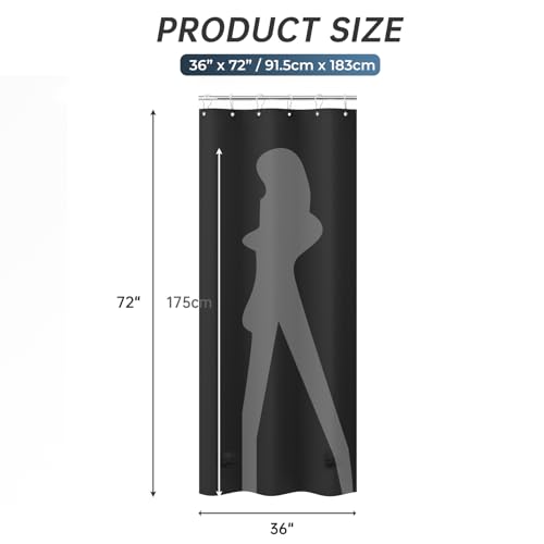 Image of AmazerBath Stall Shower Curtain 36x72, Black Shower Curtain Plastic, Small Shower Curtain Liner Black Heavy Duty Thick PEVA, Walk in Shower Liner with 2 Weighted Stones and 6 Grommet Holes