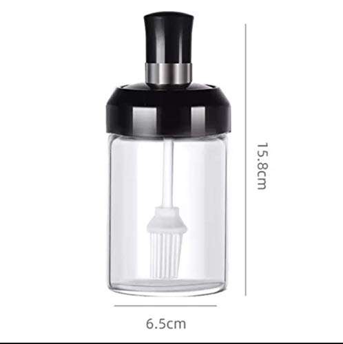 Image of Borosilicate Glass Food and Pickle Storage Spice Jar with Spoon & Food Storage Jar with Brush for Ghee, Butter, Oil & Stoppers - 250ml (1 /Brush Jar)