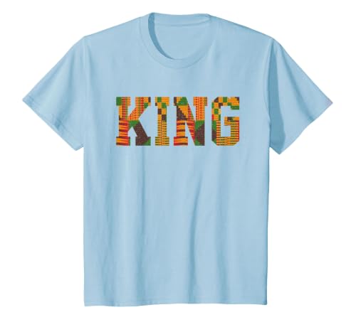 African King Art for Boys Men Afro Kente Cloth African Print T-Shirt, Youth, Baby Blue, 3T
