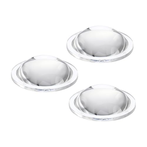 PATIKIL Diamètre 45mm Lentille Convexe Plate, 3 Pcs Hauteur 14mm PMMA Acrylique LED Optique Lentille Convexe Condenseur Avec Bord Pour Lampe Torche Voiture Vélo Projecteur, Transparent