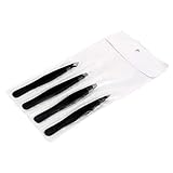 Tweezers Set,4 Pieces Eyebrow Stainless Steel Tweezers, Hair Removal Tweezer, Removal Of Eyebrow And Facial Hair (Black) By G.S ONLINE STORE