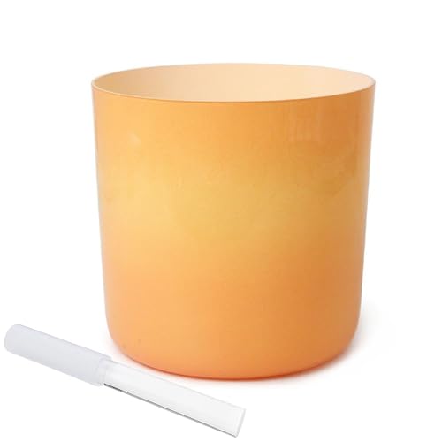 8 Inch Alchemy Orange Chakra Bowl, Crystal Singing Bowl Sound Bowl, Gift For Yoga Meditation & Sound Healing, With Free Acrylic Striker & O-ring(C Note)