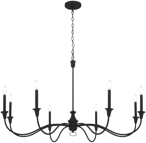 Minka Lavery 6258-076 Halifax County Chandelier, 8-Light, 480 Total Watts, 48-in H x 31.25-in W, Textured Black