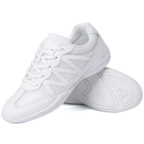 Image of Cheer Shoes for Youth Girls White Cheerleading Athletic Dance Shoes Tennis Sneakers for Competition Sport Training