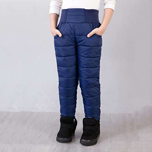 Calças de neve sólidas para meninos para meninas grossas de inverno quentes para crianças roupas de
