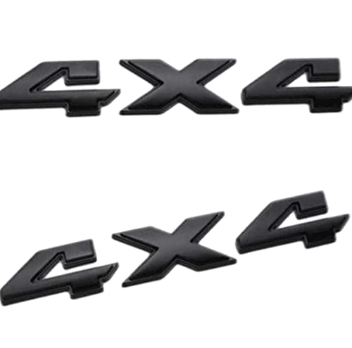 Image of 2pc Black Chrome 4x4 Emblem Badge 3D 4 x 4 Emblem Nameplate Decal Compatible with 1500 2500 3500 Flat Letter 2009-2018