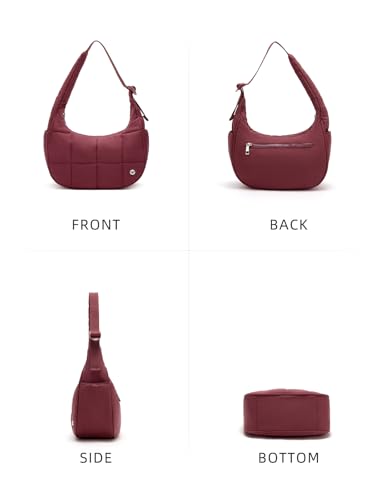 Image of WESTBRONCO Small Puffer Crescent Shoulder Bag for Women, Nylon Quilted Shoulder Purses, Puffy Handbags with Adjustable Strap