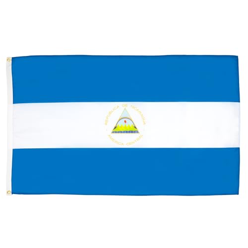 AZ FLAG - Lot de 2 Drapeau Nicaragua - 90x60 cm - Drapeau Nicaraguayen 100% Polyester Avec Oeillets Métalliques Intégrés