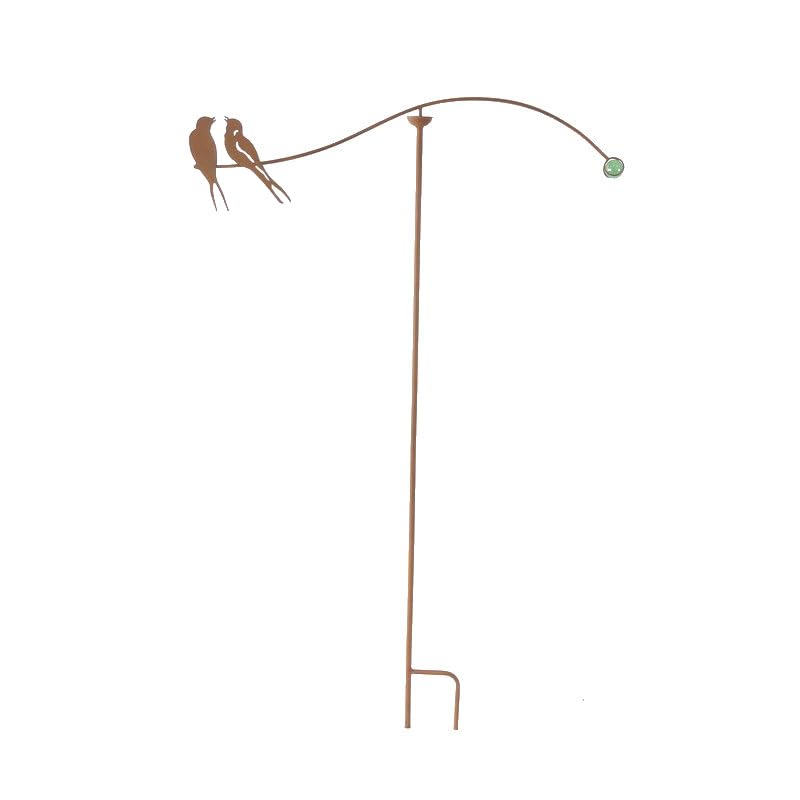 MAISONICA Tall 1m Rusty Pair Swallows Metal Garden Stake Spinner Balancer Stake Ornament Decoration