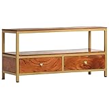 RAUGAJ Aparador 90x30x45 cm Madera de acacia maciza, Color del artículo: Marrón y bronce