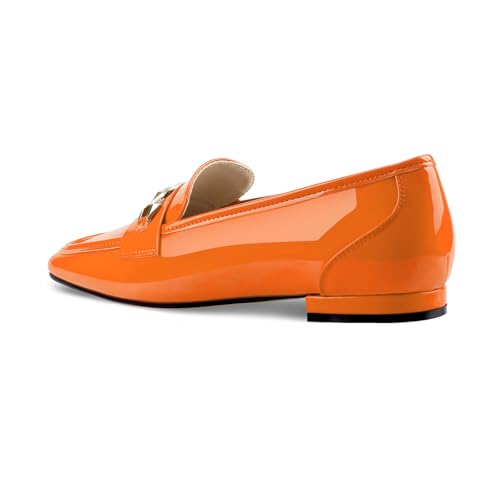 Image of Oh Mispares Womens Loafers Square Toe Low Heel Penny Loafers Fashion Comfortable Slip on Flats Casual Dressy Shoes for Women Work Office Patent Leather