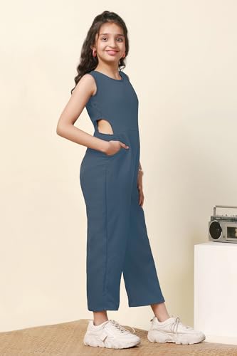 Image of Fashion Dream Girl's Ankle Length Solid Jumpsuit