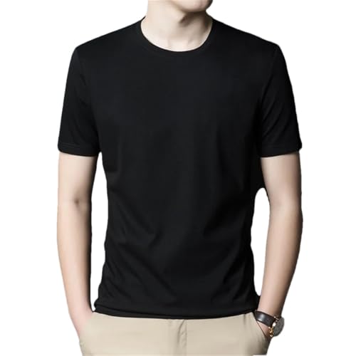 Men Summer Cotton Blends O-Neck Short Sleeve Solid Breathable Casual Pullover