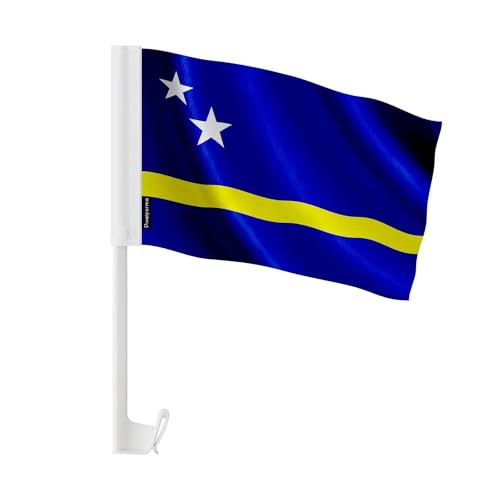 Drapeau voiture Curaçao en tissu résistant pour célébrations et cortèges festifs en ville