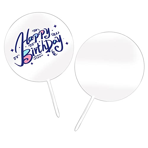15Pcs 5 Inch Round Acrylic Cupcake Toppers Clear Blank Circle Diy Cake Topper For Birthday Festival Party Baby Shower Wedding Party Cake Decoration #TOP19