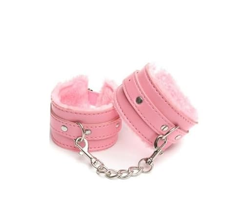 Leather Black Pink Ankle Strap Wrist Cuff Fitness Leg Exercise Adjustable Locking Ankle Bracelet Kit Cosplay Cuff Accessories-2