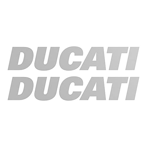 labelbike - Kit of 2 Lettering Stickers for Motorcycle Tank Compatible with Ducati Racing - Silver Color