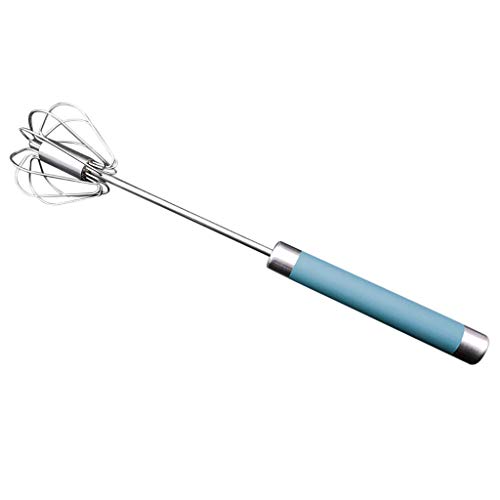 Semi-Automatic Whisk Stirrer Mixer, Stainless Steel Egg Frother Milk Egg Beater Blender Cooking Kitchen Utensils Tool (Sky Blue)