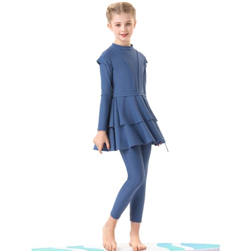 Image of ODIZLI Kids Girls' Rash Guard Sets Islamic Hijab Swimwear Muslim Modest Long Sleeves Shorts Pants Beachwear Hoodie Hat 2 PCS