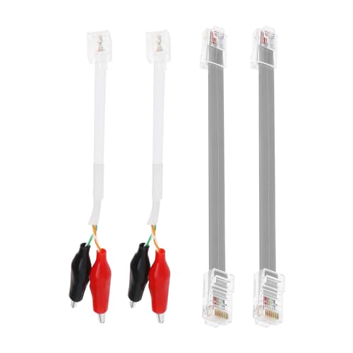 Image of SING F LTD 2 Sets Replacement Cables for Wire Tester LAN Network Test Cable 16cm Telephone Line Test Wire with Alligator Clips RJ11 RJ45 Plug