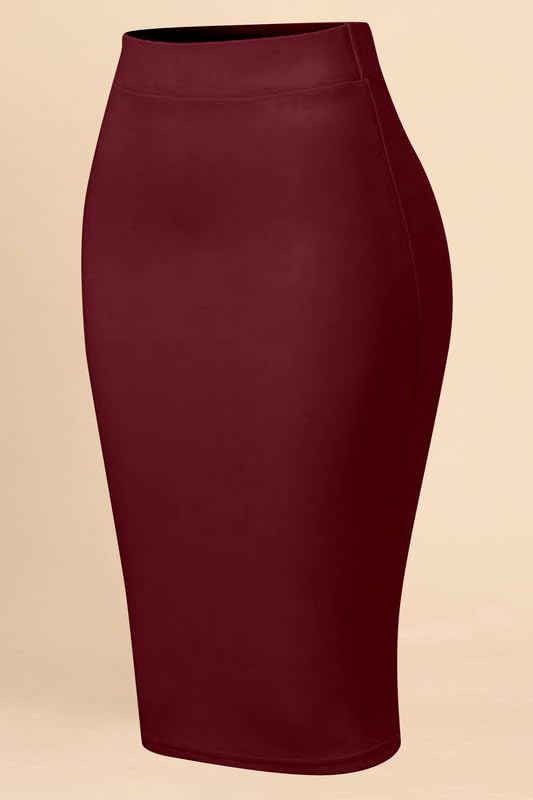 Image of TRENDMALLS Women's Knee Length Formal Pencil Skirt with Elastic Waist Band