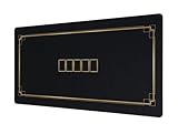 OUTLETISSIMO® Pokermatte 180 x 90 cm Schwarz und Gold mit tragbarer Tasche Casino Tuch Tischabdeckung Texas Hold’em Rutschfest Wasserabweisend Stoßdämpfer Lärm