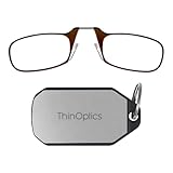 ThinOptics unisex adult Keychain Case + Reading Glasses, Brown, 44 mm US