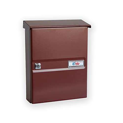 BTV | Buzón de Pared Modelo Colonia | Buzon Exterior con Cerradura de Seguridad | Buzon Marrón | 30 x 24 x 8.7 cm | Incluye Soporte Anticaída para Cartas Cover