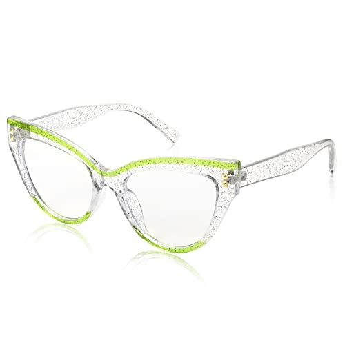 Image of FEISEDY Women Oversized Blue Light Blocking Computer Glasses Fake Nerd Cat Eye Glasses Frame Anti Eyestrain B2323