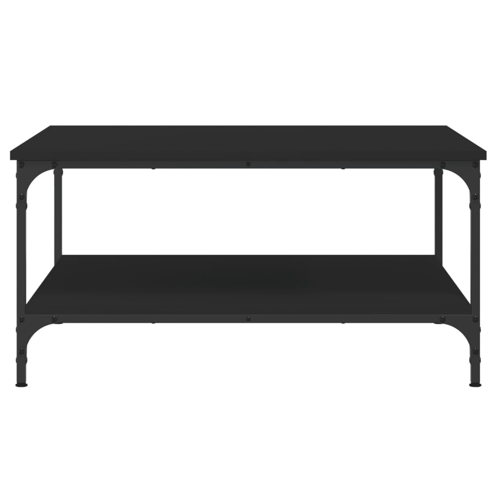Mesa de centro negra (80 x 80 x 40 cm, de madera con marco de metal, diseño moderno con estante, resistente y duradero, para salón, dormitorio, ambiente elegante