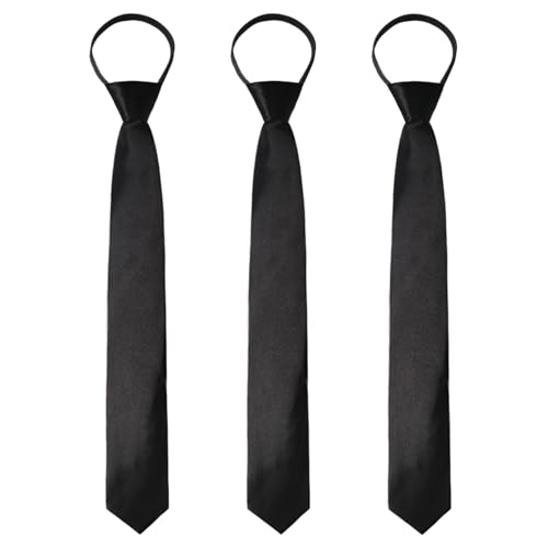 Image of Luckyvestir Womens Tie, Pre Tied Black /Red Ties for Women Adjustable Zipper Womens Necktie