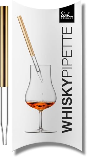 EISCH Whisky Pipette Gold Gentleman (1 Stück) in Geschenkverpackung, Handgefertigte Glaspipette veredelt mit echtem Gold, zur Entfaltung von Whiskey, Made in Germany (Art.-Nr. 180455)
