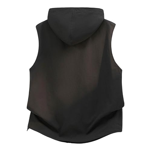Sweat-shirt à capuche sans manches homme en coton ample - 7