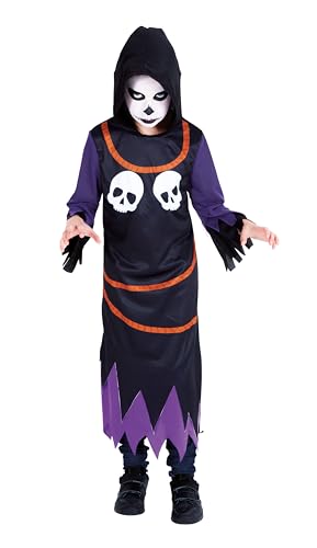 Rubies Disfraz Skull Nocturno para niños, Jumpsuit impreso con luz, Oficial halloween, carnaval, navidad y cumpleaños