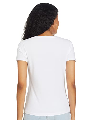 Image of Spykar Womens Regular Fit Lycra Jersey Solid T-Shirt (A21SPKT01BJ009W004, White, S)