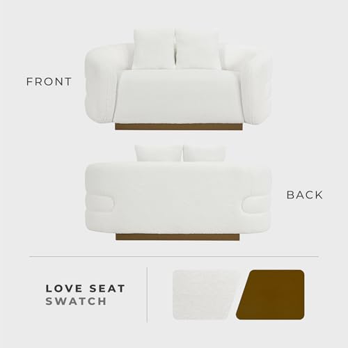 Image of Lexicon Love Seat Cloud Sofa with 2 Accent Pillows, Sherpa Loveseat Couches for Living Room /Waiting Room /Office /Apartment, 71 inch Loveseat, White