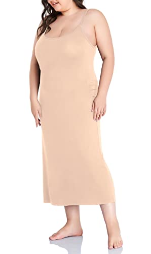 Image of Women's Full Slip for Under Dresses Plus Size Long Nightgown Cami Dress