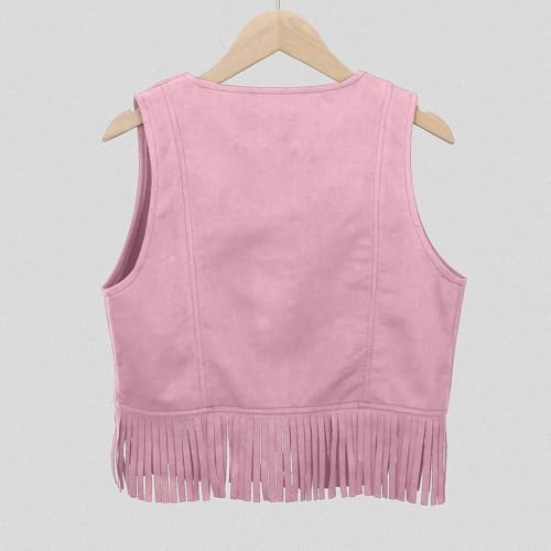 Toddler Girls Cowgirl Vest Western Fringe Sleeveless Jacket Faux Suede Boho Tassel Cardigan 70s Hippie Outwear2