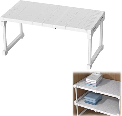 Image of KRLZ Expandable Closet Shelf Divider - Heavy Duty Storage Organiser Rack for Kitchen, Bathroom & Bedroom - Tension Shelf Separator for Efficient Closet Organization