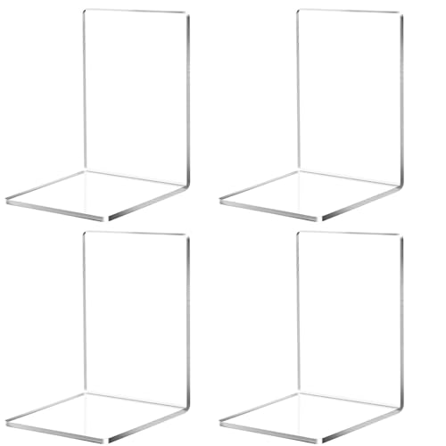 Sujetalibros de Acrílico Transparente, 4 Piezas sujeta Libros estanteria para...