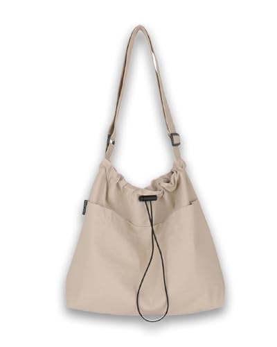 Image of GRINKO Carryall Tote Bag for Women Crossbody Bags Casual Lightweight Shoulder Bag Nylon Hobo Handbags Beige