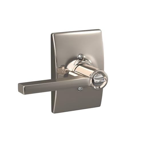 Image of SCHLAGE F51A LAT 618 CEN Latitude Lever with Century Trim Keyed Entry Lock, Polished Nickel