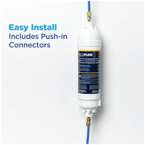 Image of EcoPure EPINL30 5-Year In-Line Refrigerator Water Filter - Universal Fit for Most Fridges, Ice Makers, RVs & Boats - Reduces Chlorine Taste & Odor - Easy DIY Install with 1 /4 inch Fittings